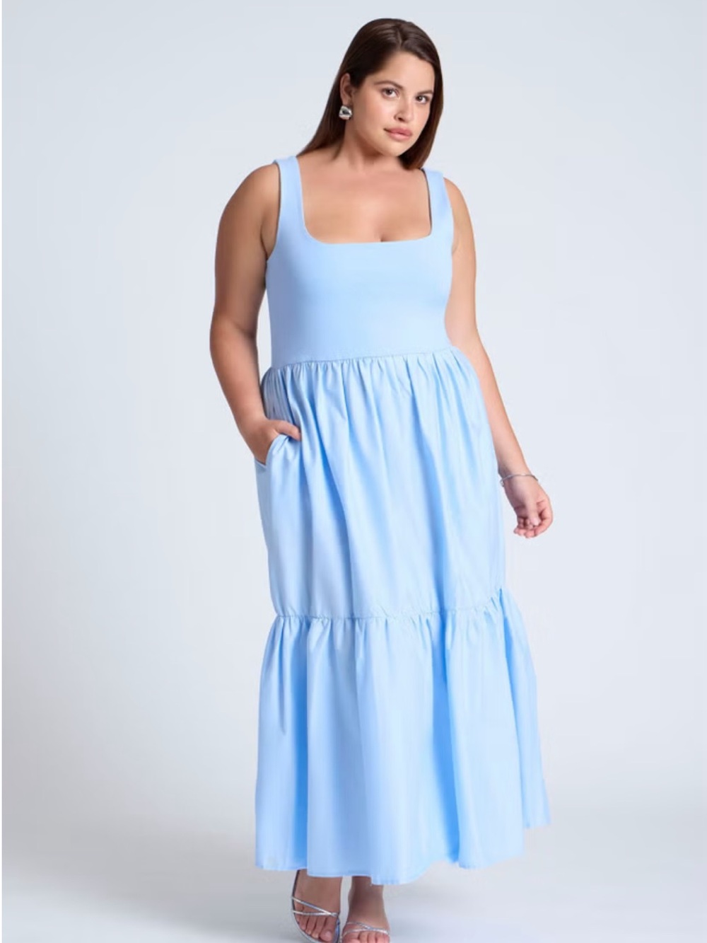 Eloquii Mixed Fabric Tank Dress